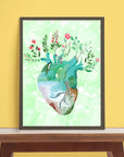 Floral Heart Art - Framed Poster For Clinics, Hospitals & Study Rooms
