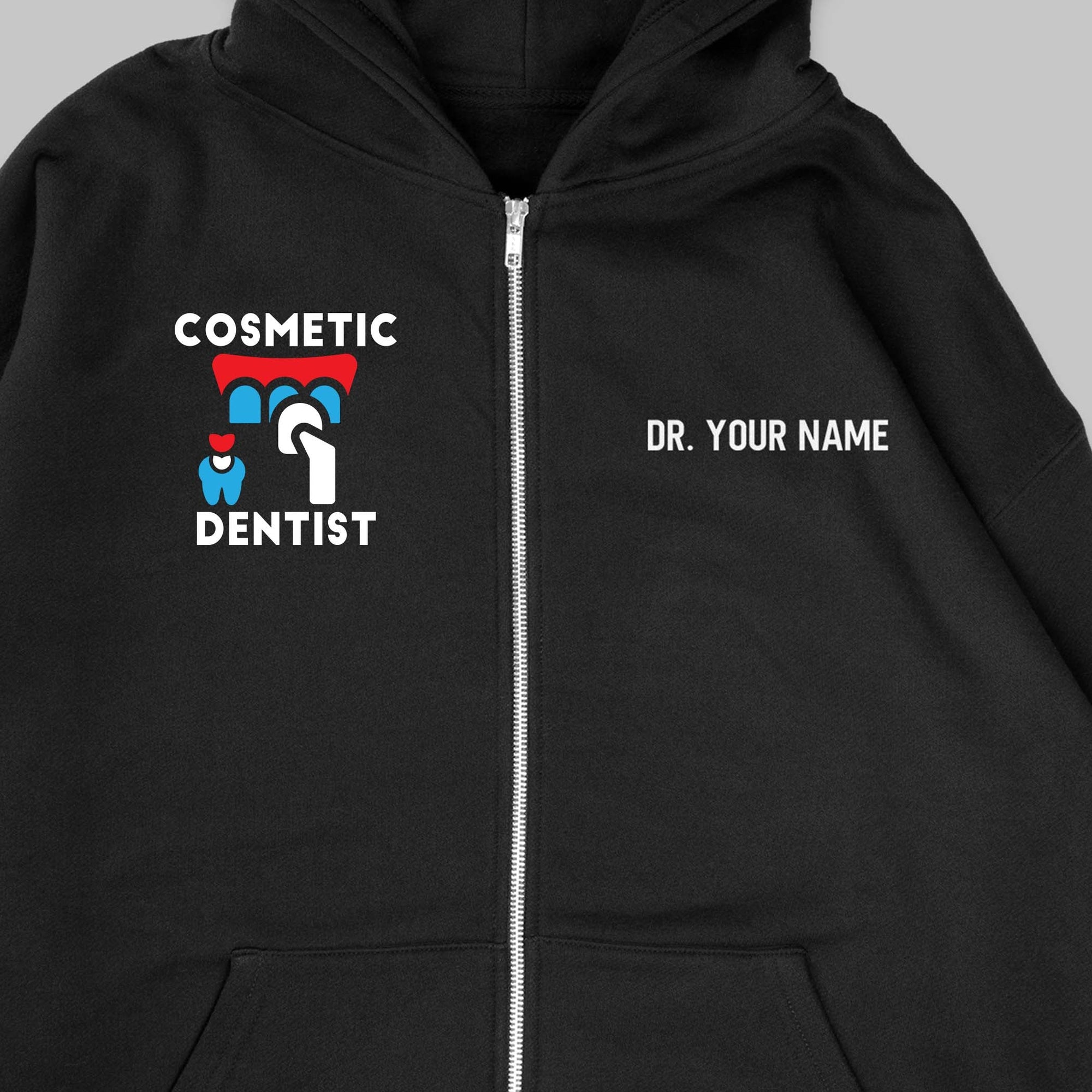 Definition Of Cosmetic Dentist - Personalized Unisex Zip Hoodie