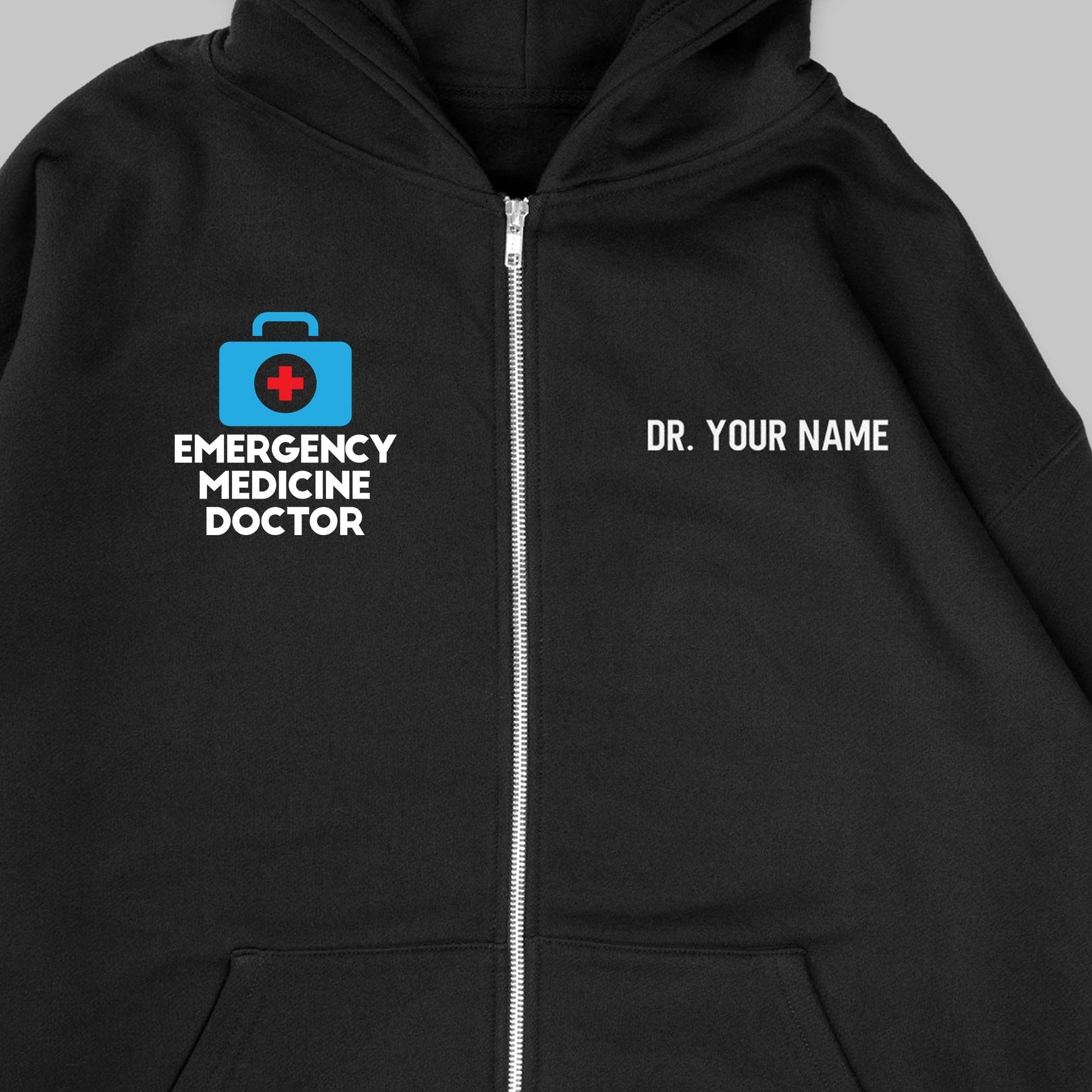 Definition Of Emergency Medicine Doctor - Personalized Unisex Zip Hoodie