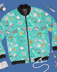 Medical Elements On Turquoise - Unisex Printed Jacket