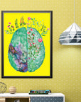 Floral Brain Art - Framed Poster For Clinics, Hospitals & Study Spaces