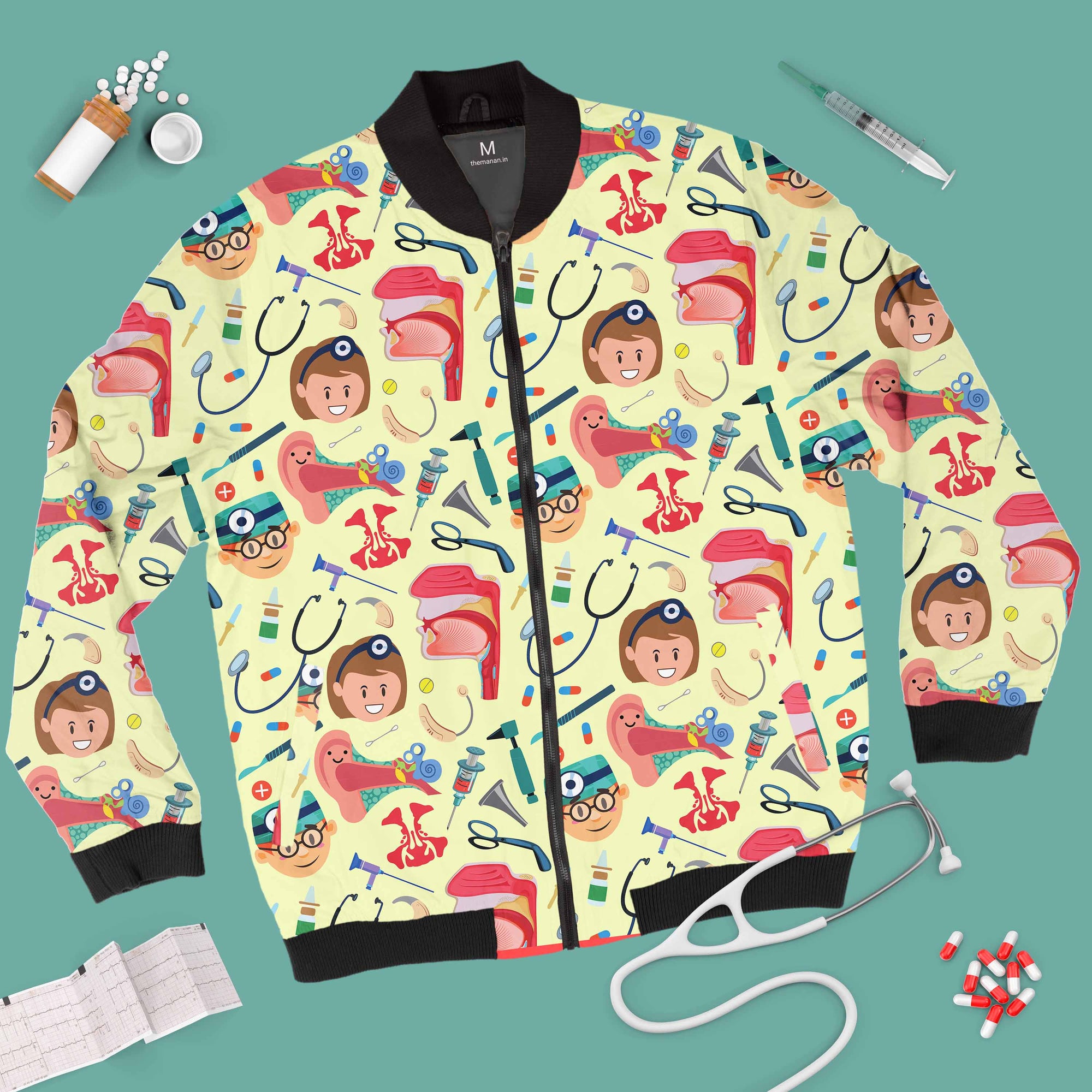Otorhinolaryngology Doodle - Unisex Printed Jacket