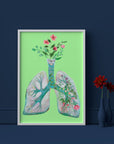 Floral Lungs Art - Framed Poster For Clinics, Hospitals & Study Rooms