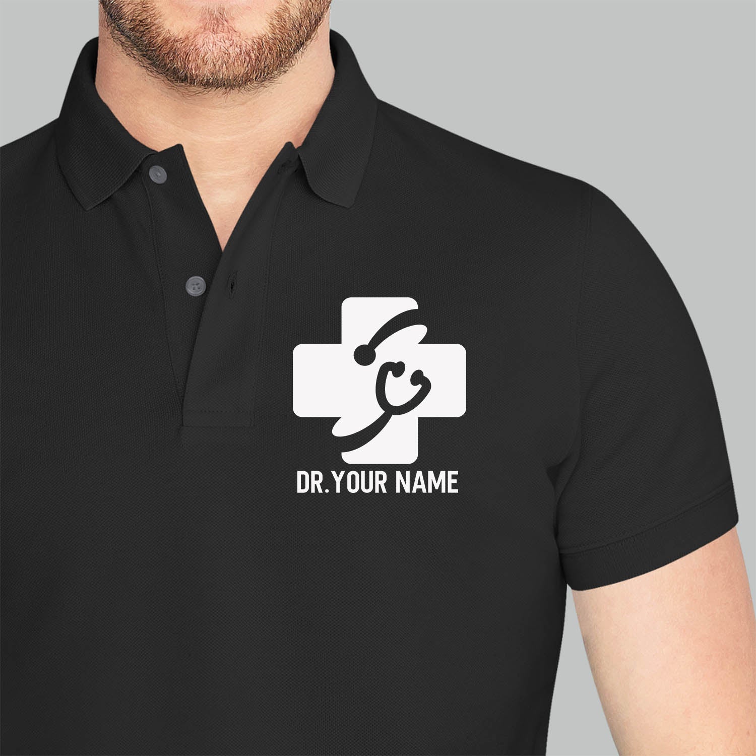 Personalized Unisex Polo T-shirt With Medical Symbol | Gift for Doctors &amp; Nurses