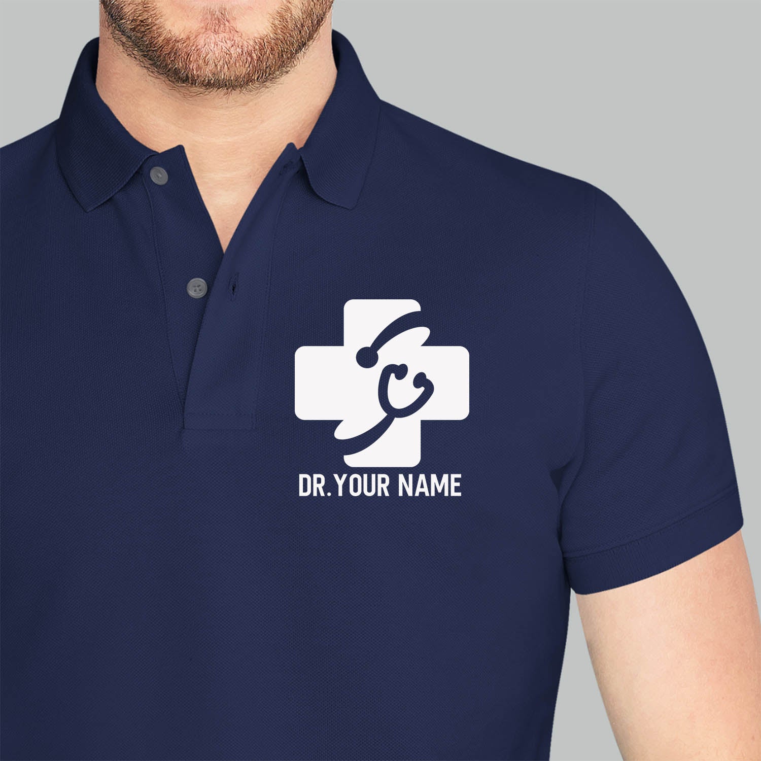 Personalized Unisex Polo T-shirt With Medical Symbol | Gift for Doctors &amp; Nurses