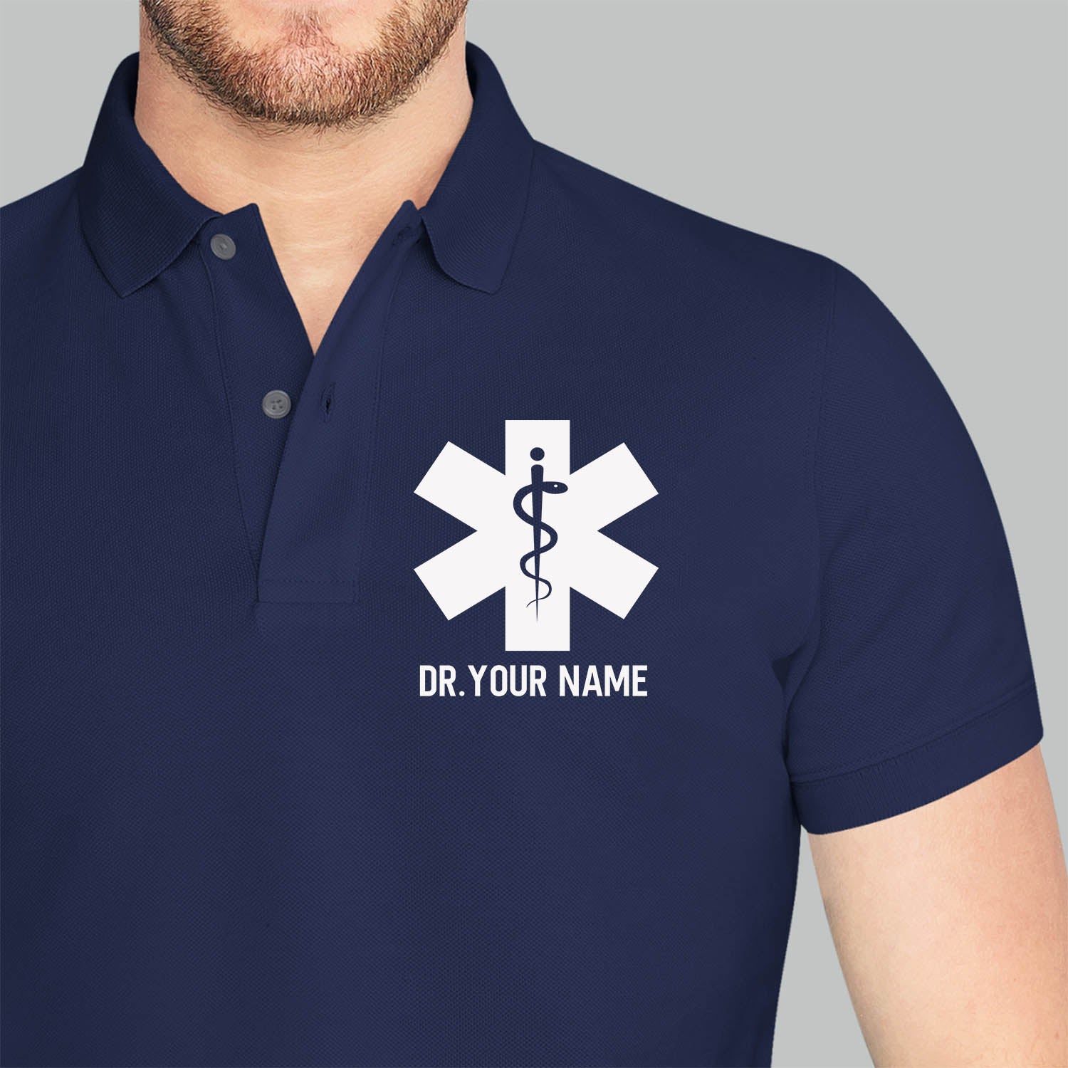Personalized Unisex Polo T-shirt With Medical Symbol | Gift for Doctors &amp; Nurses