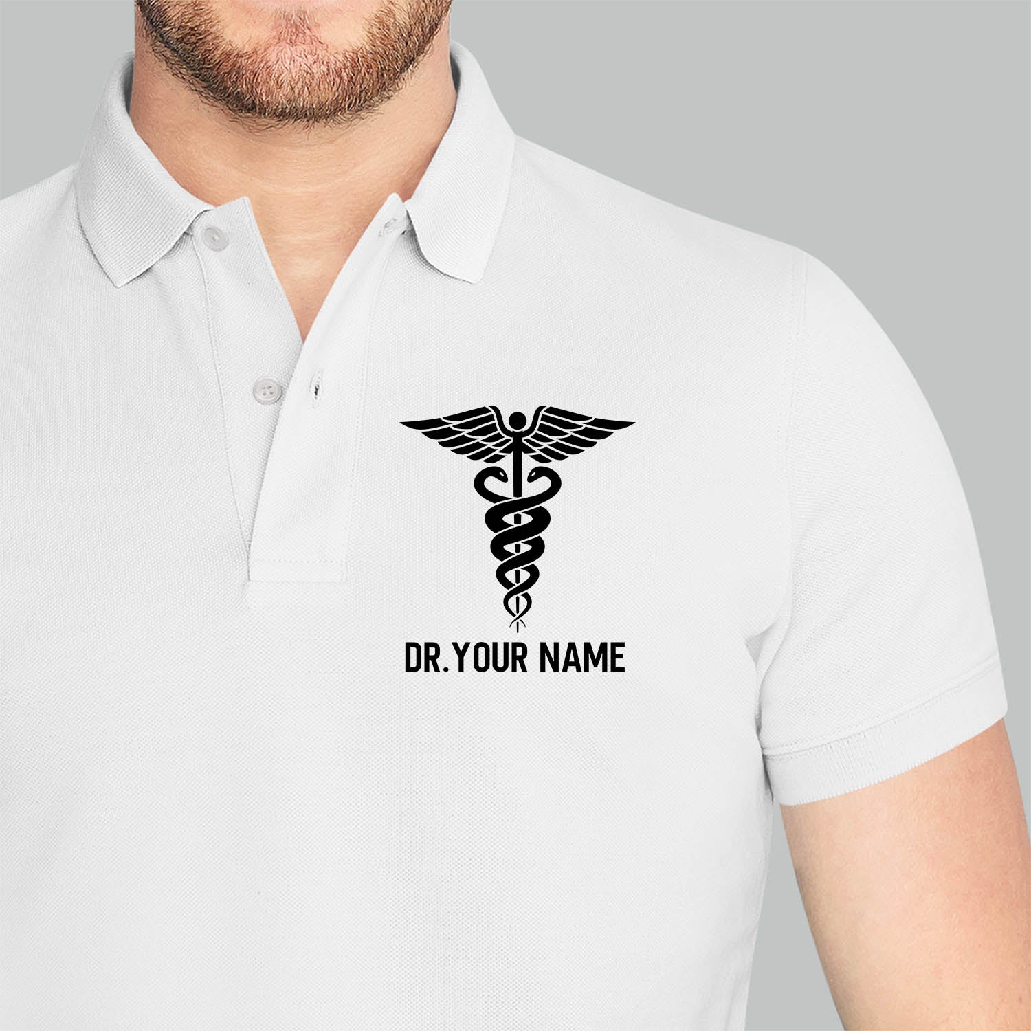 Personalized Unisex Polo T-shirt With Medical Symbol | Gift for Doctors &amp; Nurses