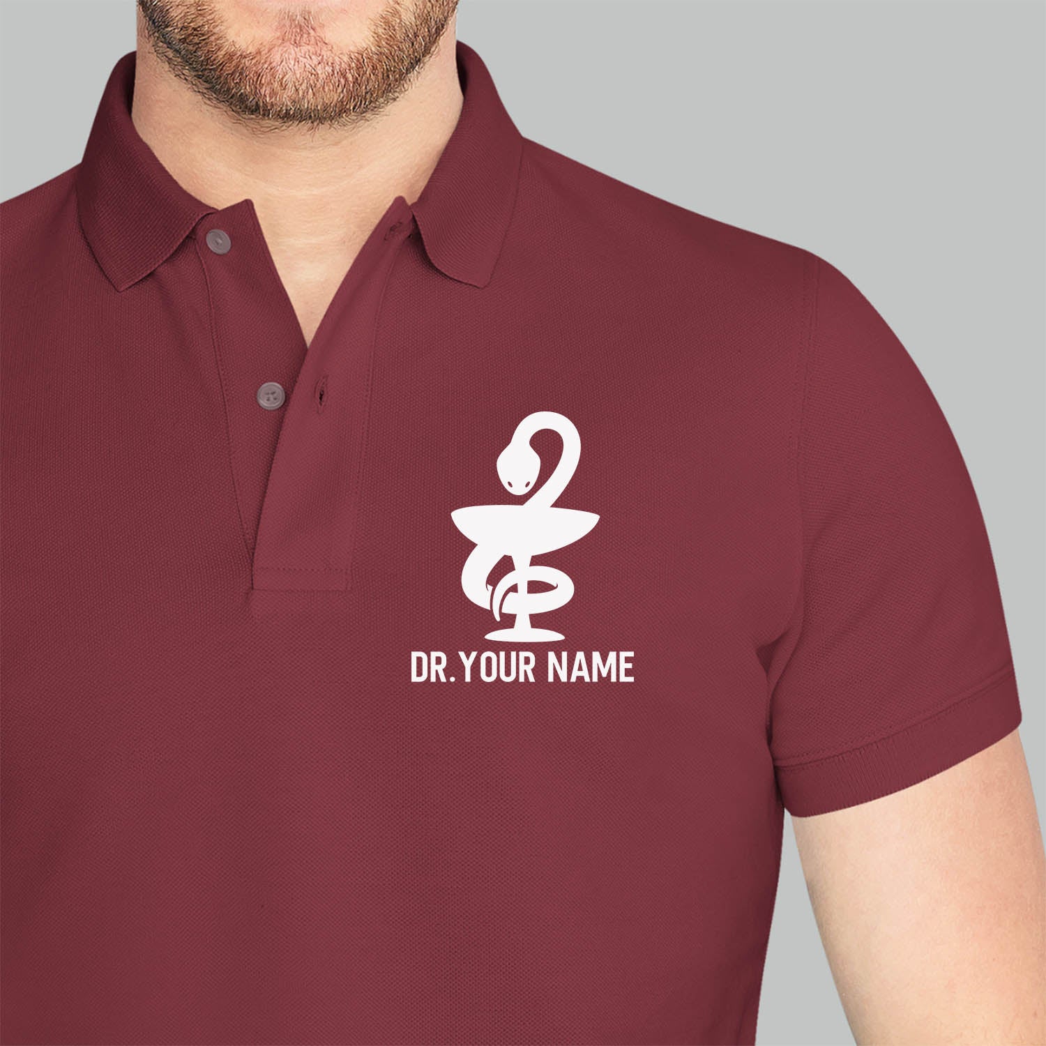 Personalized Unisex Polo T-shirt With Medical Symbol | Gift for Doctors &amp; Nurses