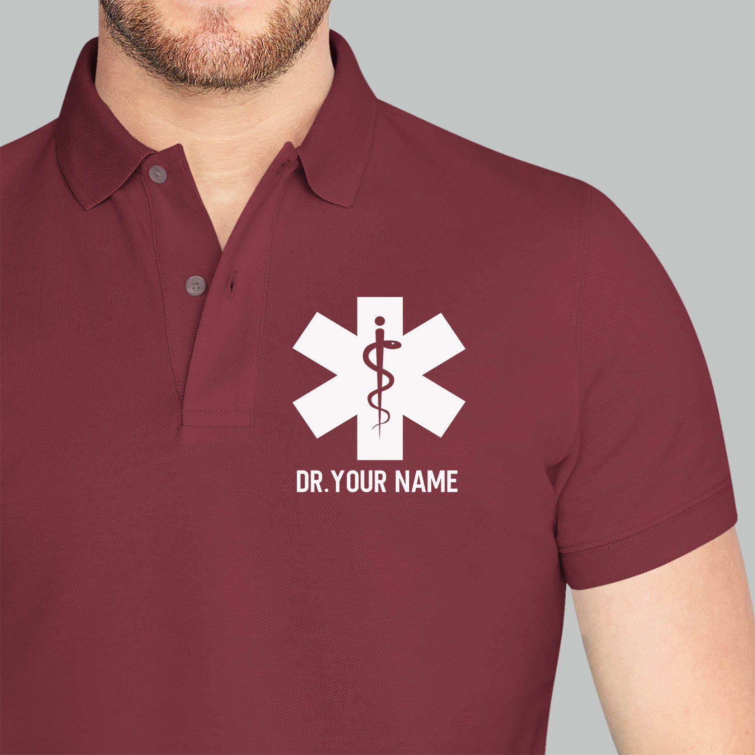 Personalized Unisex Polo T-shirt With Medical Symbol | Gift for Doctors &amp; Nurses