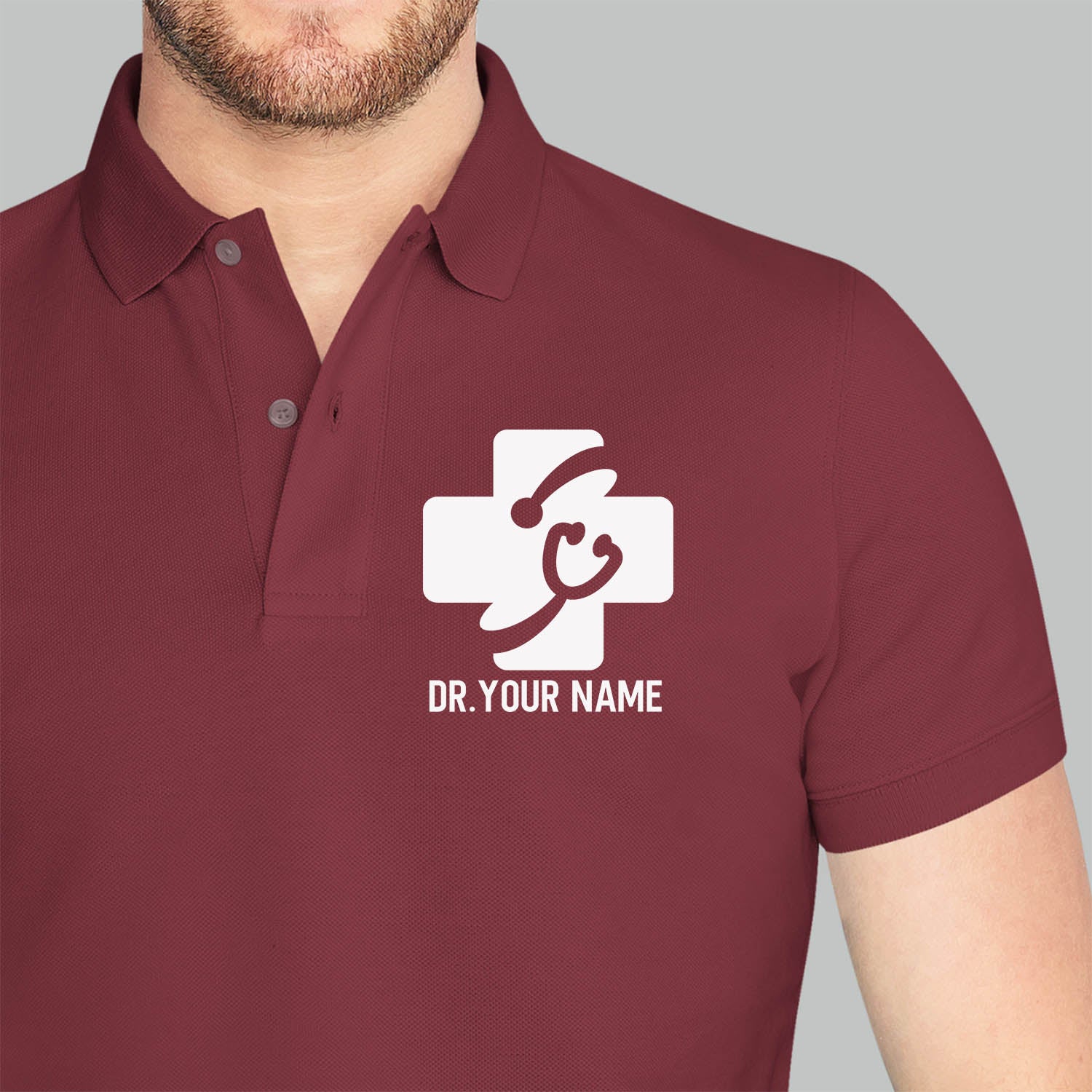 Personalized Unisex Polo T-shirt With Medical Symbol | Gift for Doctors &amp; Nurses