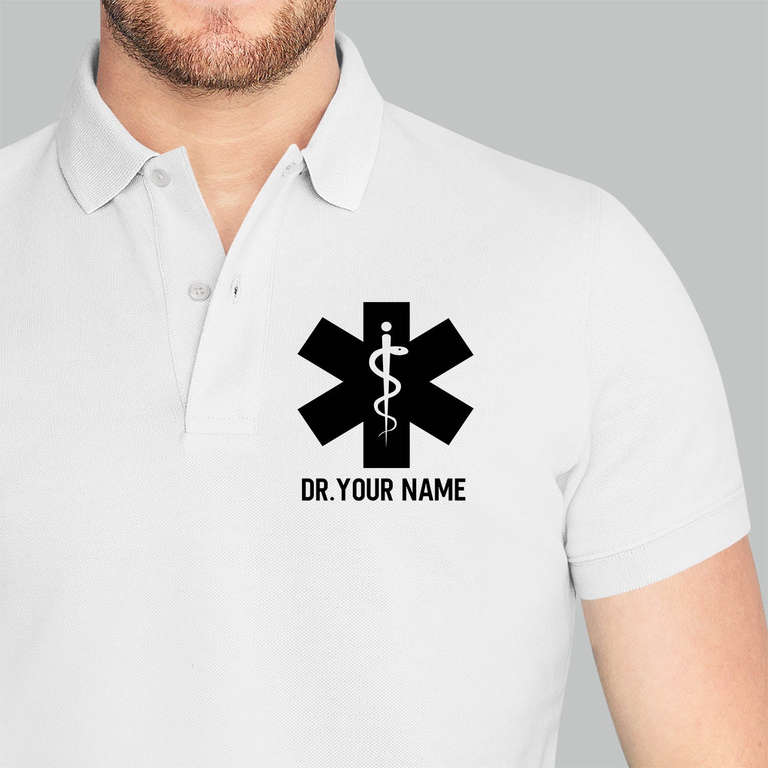 Personalized Unisex Polo T-shirt With Medical Symbol | Gift for Doctors &amp; Nurses