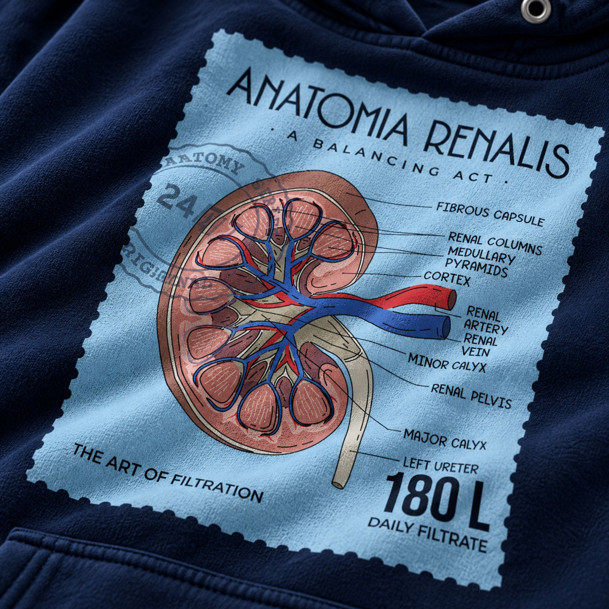 Anatomia Renalis - Postage Stamp - Unisex Hoodie