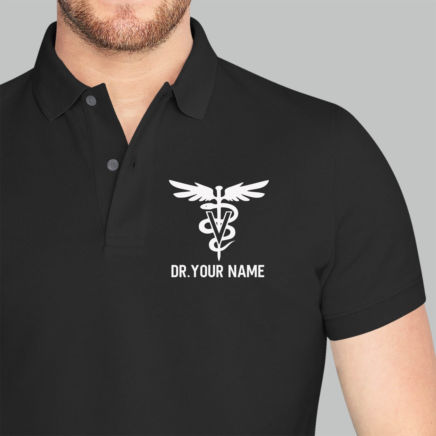 Personalized Unisex Polo T-shirt With Medical Symbol | Gift for Doctors &amp; Nurses