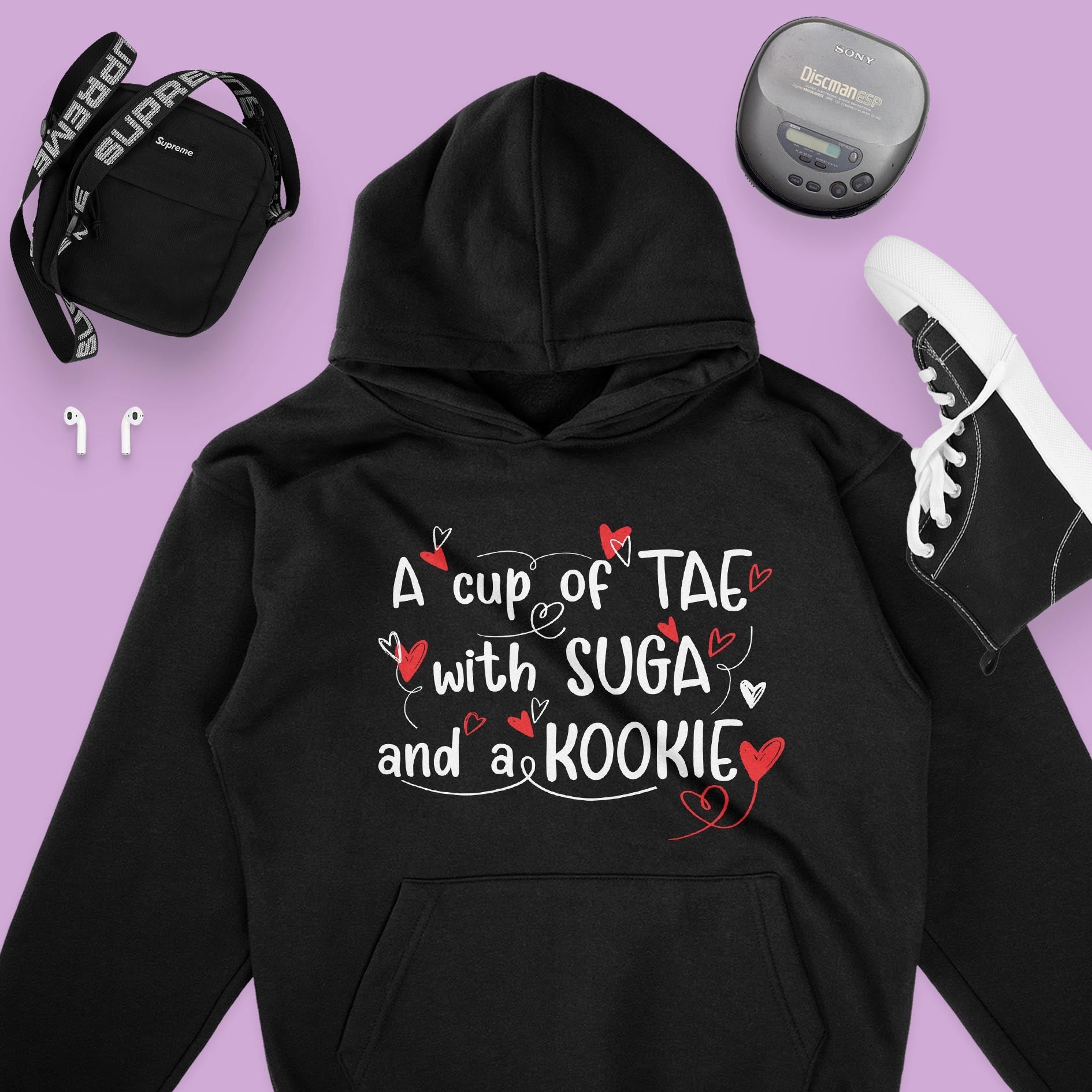 A Cup Of Tae With Suga And A Kookie - Unisex Hoodie