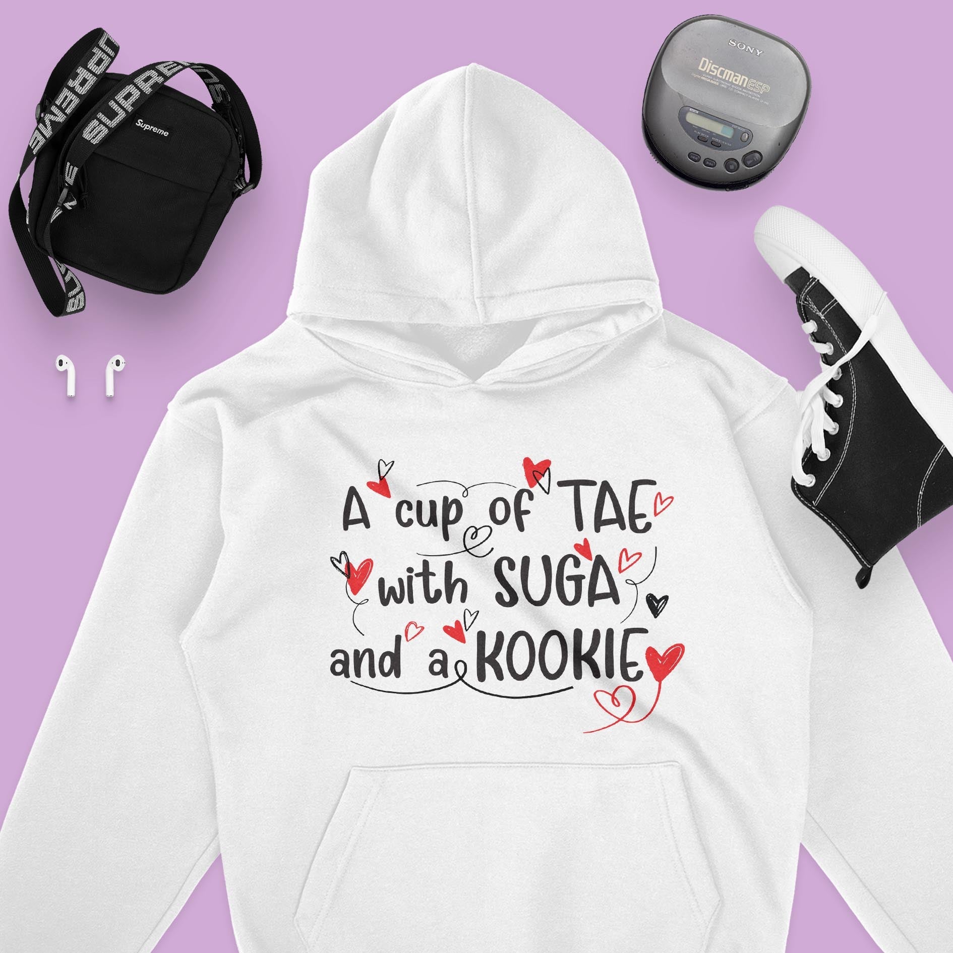 A Cup Of Tae With Suga And A Kookie - Unisex Hoodie