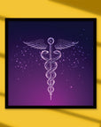 Caduceus Illustration - Framed Poster For Clinics, Hospitals & Study Spaces