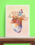 Floral Heart Art - Framed Poster For Clinics, Hospitals & Study Rooms