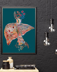 Floral Liver Art - Framed Poster For Clinics, Hospitals & Study Rooms