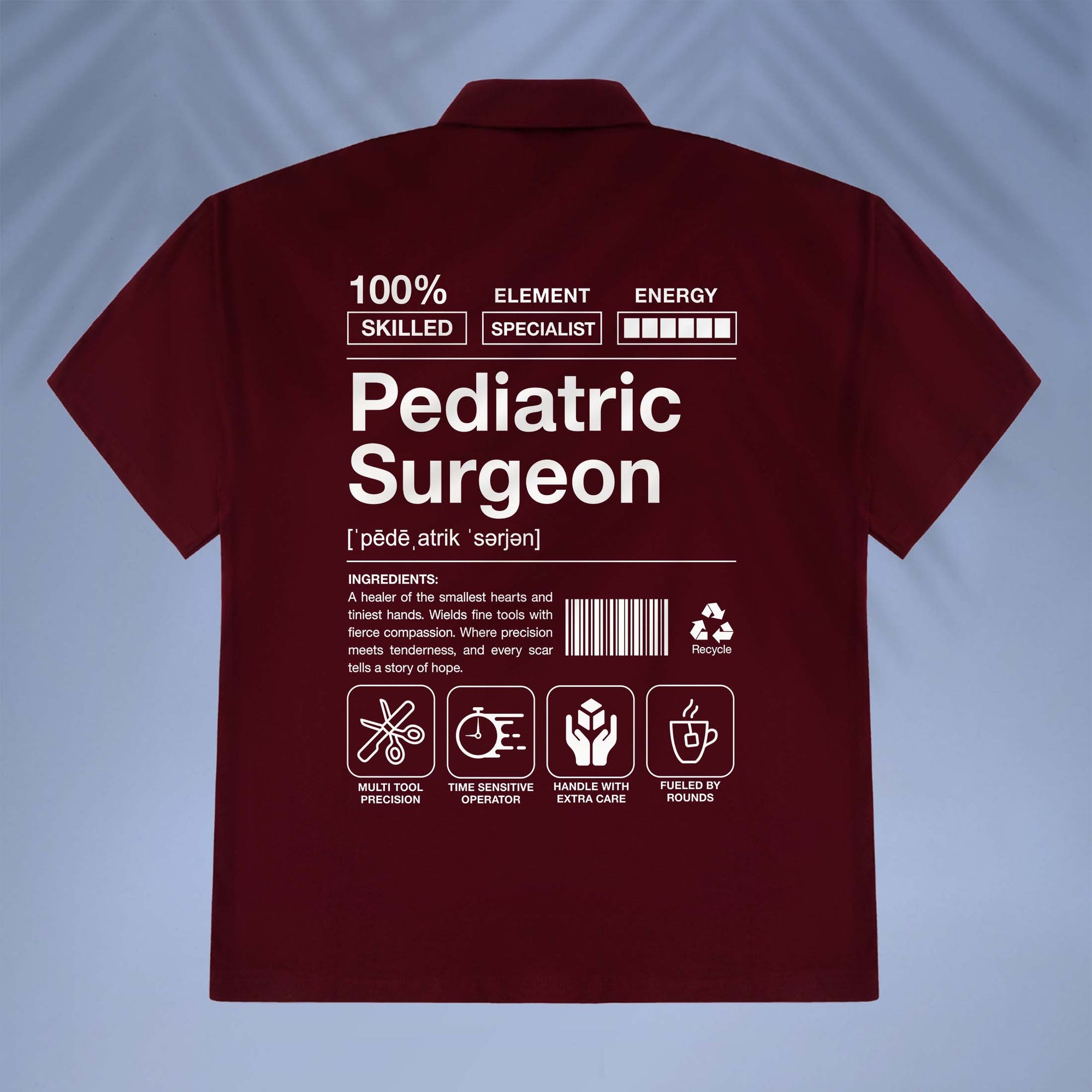 Pediatric Surgeon - Product Label-Style - Unisex Oversized Shirt