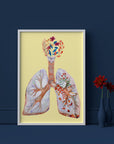 Floral Lungs Art - Framed Poster For Clinics, Hospitals & Study Rooms
