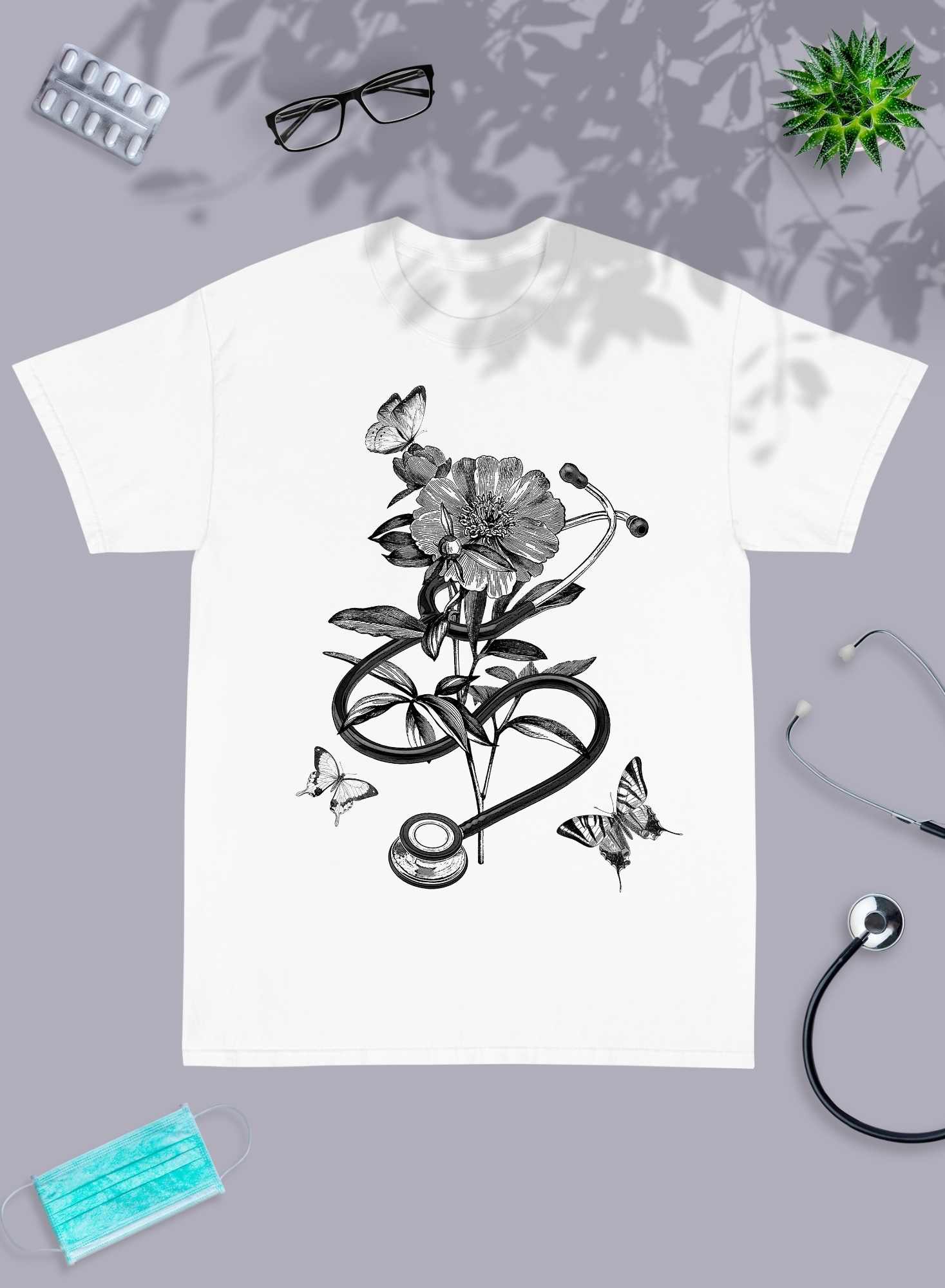 Floral Stethoscope - Unisex T-shirt