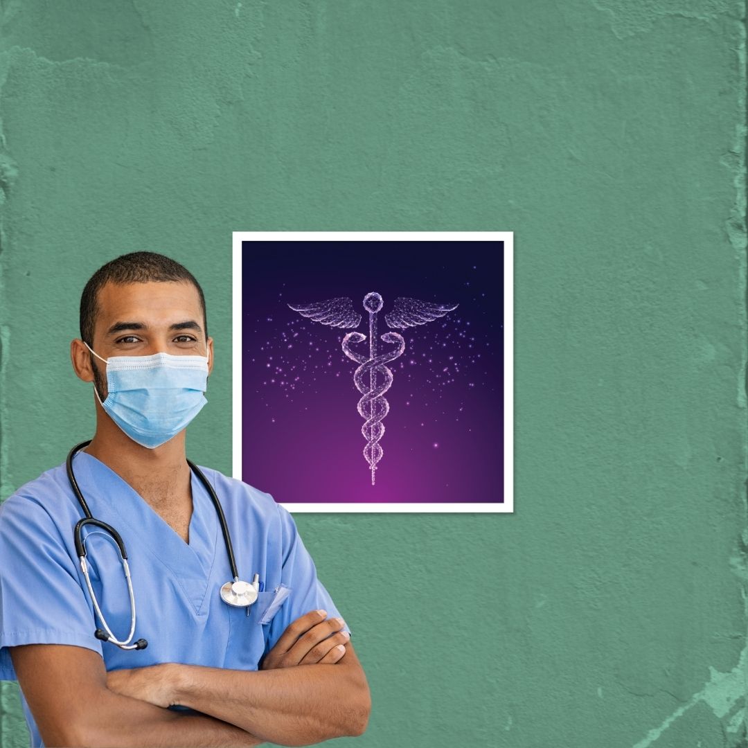 Caduceus Illustration - Framed Poster For Clinics, Hospitals &amp; Study Spaces