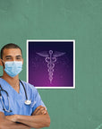 Caduceus Illustration - Framed Poster For Clinics, Hospitals & Study Spaces